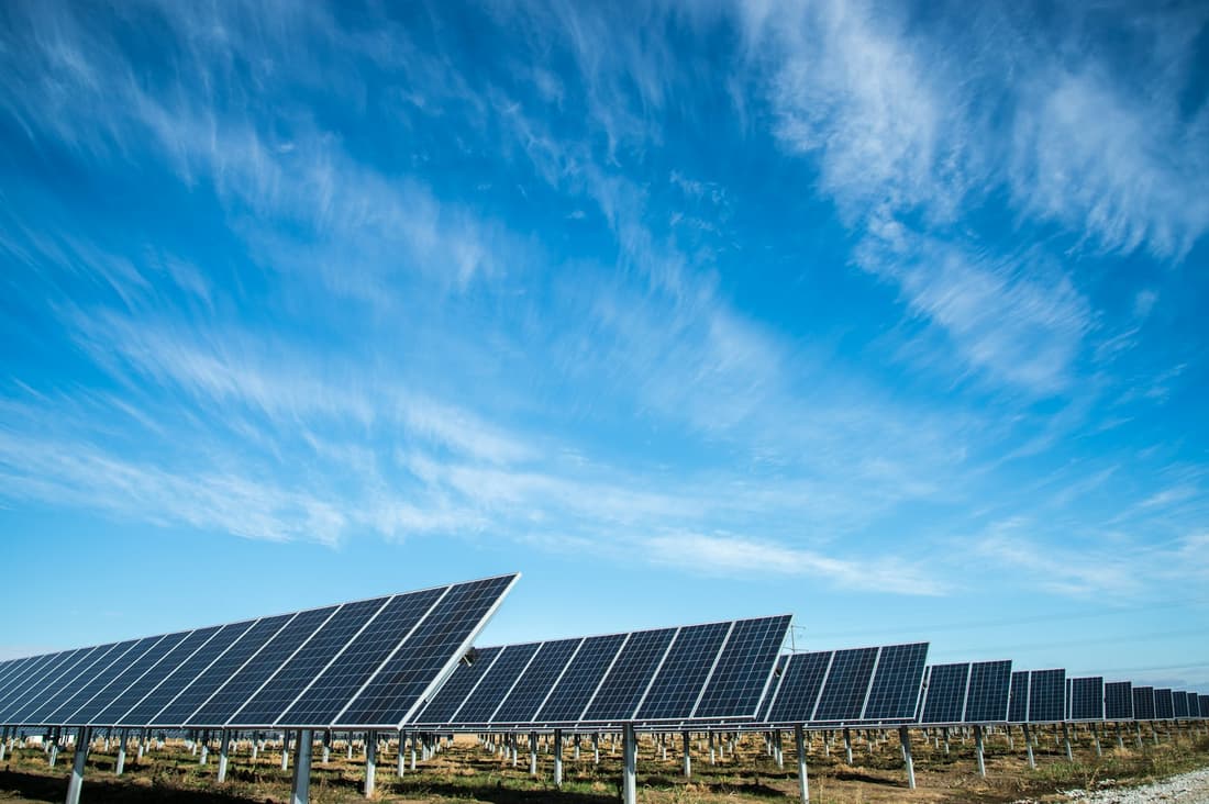 Off-grid solar array powering a remote property